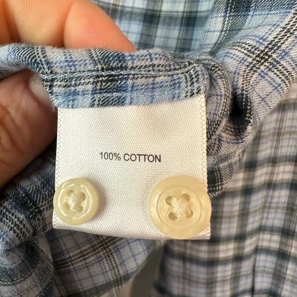 Peter Millar Men’s Blue Plaid Cotton Button Down Shirt (Size L) - Picture 4 of 8